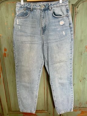 ZARA Light Blue High-Rise Distressed Ankle Women’s Jeans, Size 8